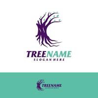 Tree with Root Logo Design Template. Tree logo concept vector. Creative Icon Symbol vector