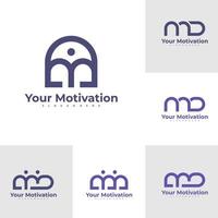 Set of Letter M D logo design vector template, Initial MD logo concepts illustration.