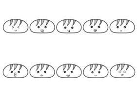 hand drawn collection of kawai bread vector