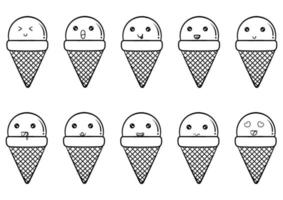 hand drawn collection of kawai ice cream 2 vector