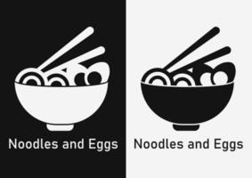 ilustración de fideos y huevos vector