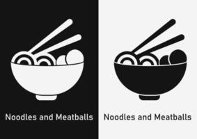 illustration of noodles and meatballs vector