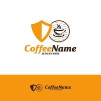 plantilla de diseño de logotipo de escudo de café. vector de concepto de logotipo de café. símbolo de icono creativo