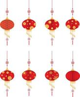 Chinese  lantern isolated icons vector