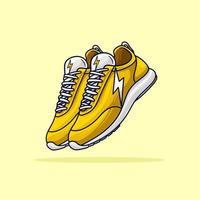 a pair of yellow and white shoes sneakers cartoon vector