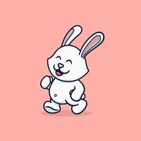 cute rabbit walking relaxing cartoon vector