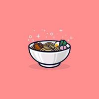 ramen cartoon with springkle vector