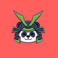 samurai panda head cartoon vector