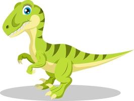 Cute green dinosaur cartoon on white background vector