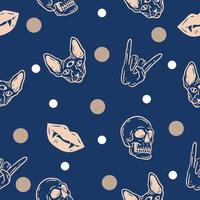 seamless pattern random cream object wallpaper with design on blue. vector