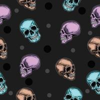 colorful skull seamless pattern white and black object wallpaper with design on gray. vector