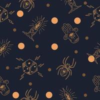 skull dead decoration seamless pattern random lite cream object wallpaper with design very dark  blue. vector