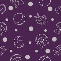seamless pattern random hand and moon object wallpaper with design purple. vector