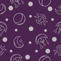 seamless pattern random hand and moon object wallpaper with design purple. vector