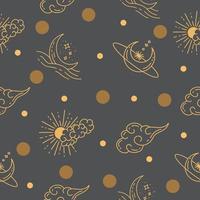 hand and moon lite orange seamless pattern random object wallpaper with design gray. vector