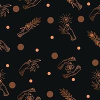 abstract hand seamless pattern random dark brown cream object wallpaper with design dark green black. vector