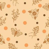 flower orange seamless pattern random circle orange and black object wallpaper with design orange. vector