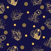 abstract gold seamless pattern circle cream object wallpaper with design on dark blue. vector