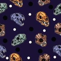 colorful animal skull seamless pattern black and white object wallpaper with design dark purple. vector