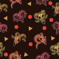 colorful animal skull seamless pattern orange and yellow object wallpaper with design dark chocolate. vector