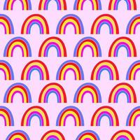 Hand drawn seamless pattern of colorful rainbow vector
