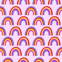 Hand drawn seamless pattern of colorful rainbow vector