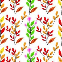 Summer floral decorative seamless pattern with floral elements and several kinds of leaves vector