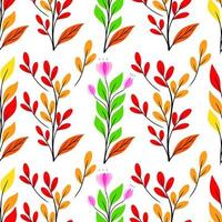 Summer floral decorative seamless pattern with floral elements and several kinds of leaves vector