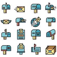 Mailbox icons set vector flat