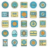 Time measure icon set line color vector