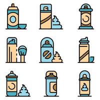 Shaving foam icons set vector flat