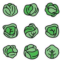 Cabbage icons set vector flat