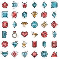 Jewel icons set vector flat