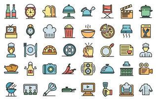 Cooking show icons vector flat
