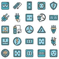 Power socket icons vector flat