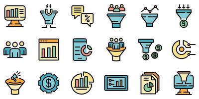 iconos de tasa de conversión establecer vector plano