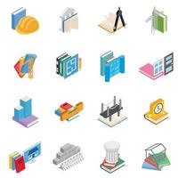 Engineering research icons set, isometric style vector