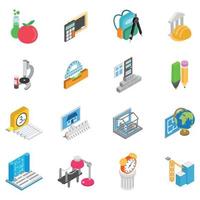 Tuition icons set, isometric style vector