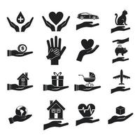 Hand protect icon set, simple style vector