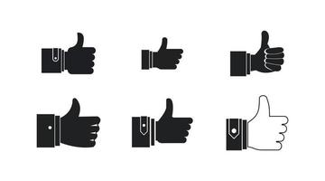 Thumb up icon set, simple style vector