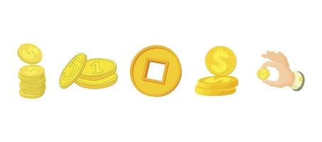 conjunto de iconos de moneda, estilo de dibujos animados vector