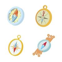 Compass icon set, cartoon style vector