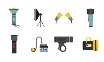 Spotlight icon set, flat style vector