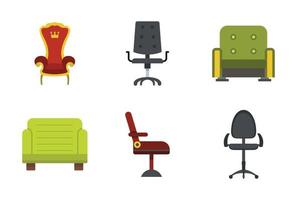 conjunto de iconos de sillón, estilo plano vector