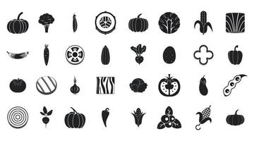 Vegetables icon set, simple style vector