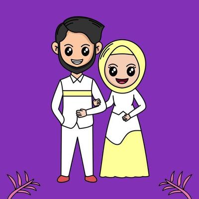 Vector illustration of cartoon wedding with plant and flower theme