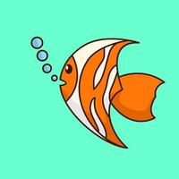 Vector illustration of cute orange fish animal premium