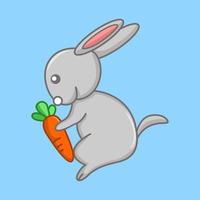 Vector illustration of premium animal cute bunny eating carrot