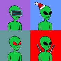 ilustración vectorial de carácter alienígena premium con atributos vector