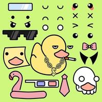 ilustración vectorial del personaje de juguete de pato lindo premium vector